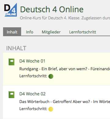 Lernfortschritt in der Kursübersicht